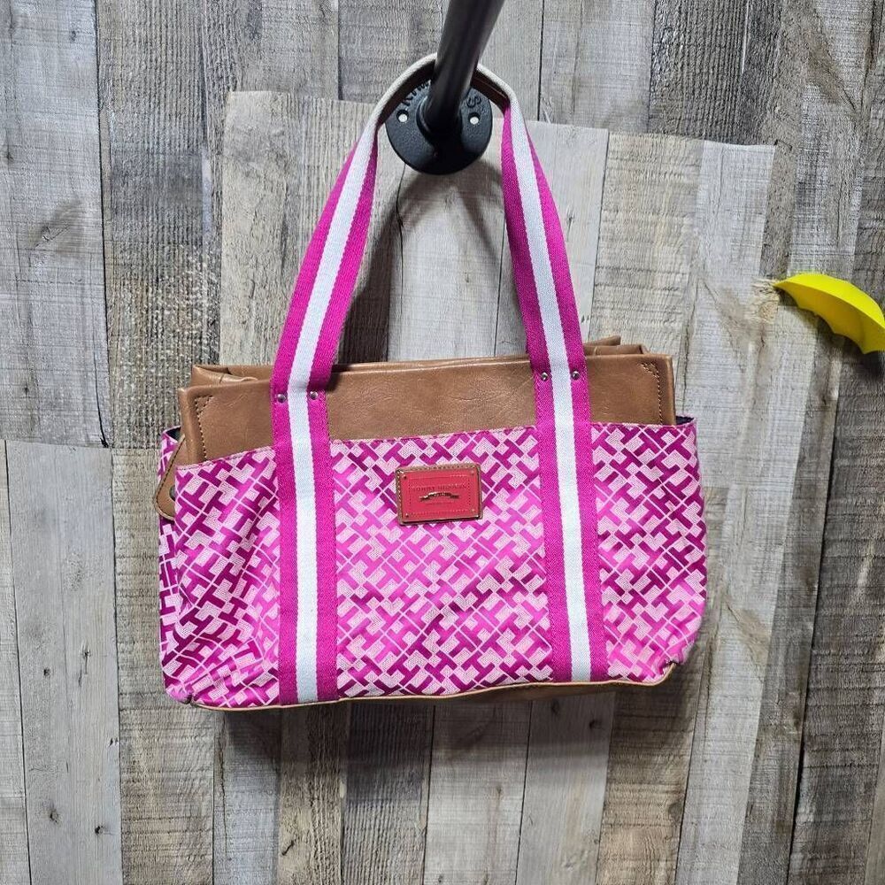 Tommy Hilfiger Pink Logo Shoulder Bag Top Handle Tote Purse